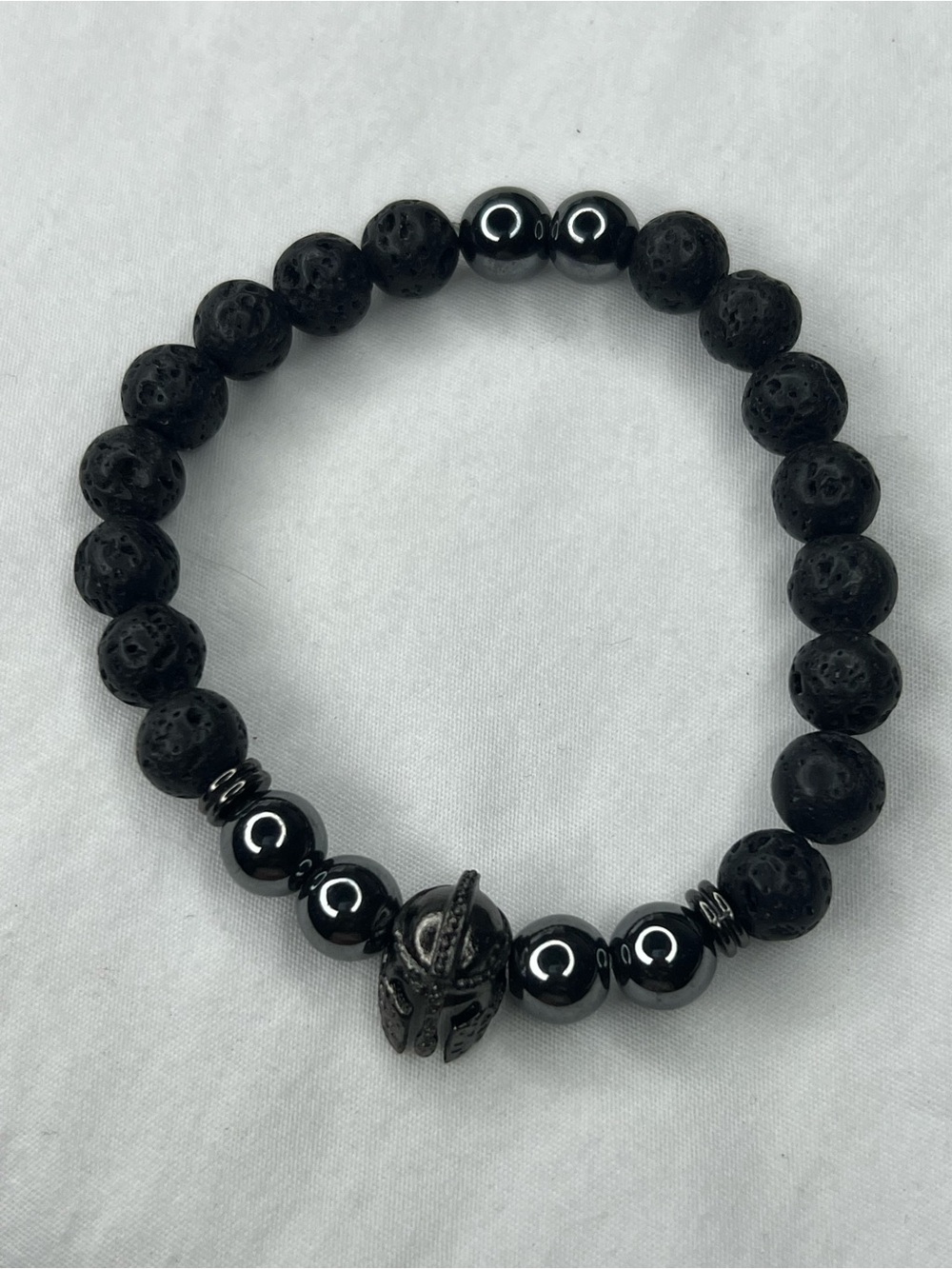 Men's Black Lava Stone & Hematite Spartan Bracelet